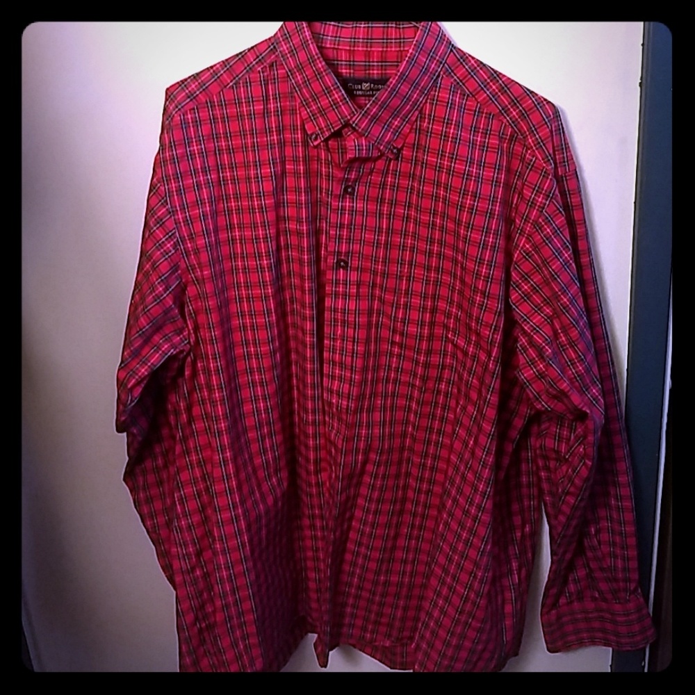 Red plaid button down